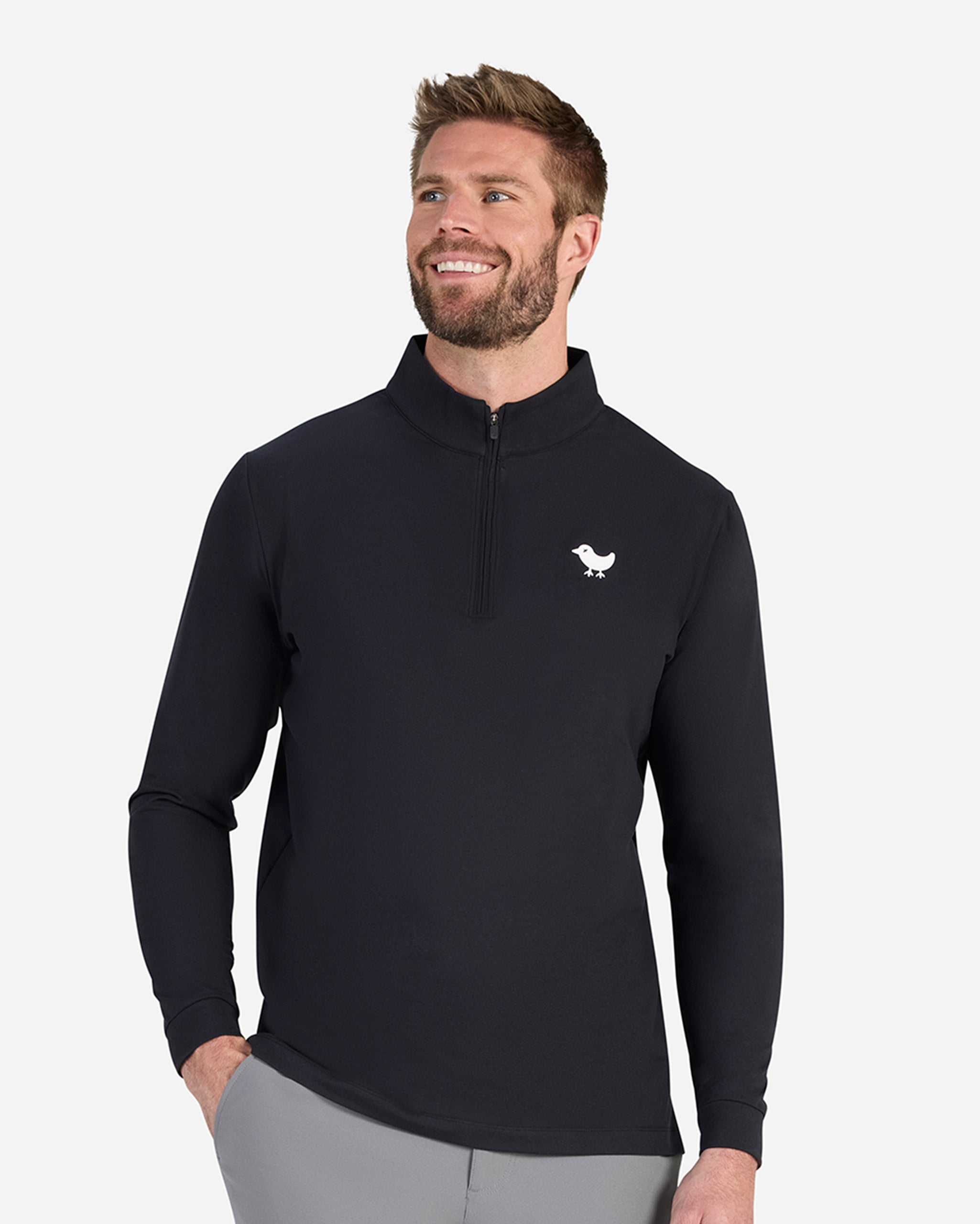 Black Quarterzip-Men's Quarterzip-Bad Birdie