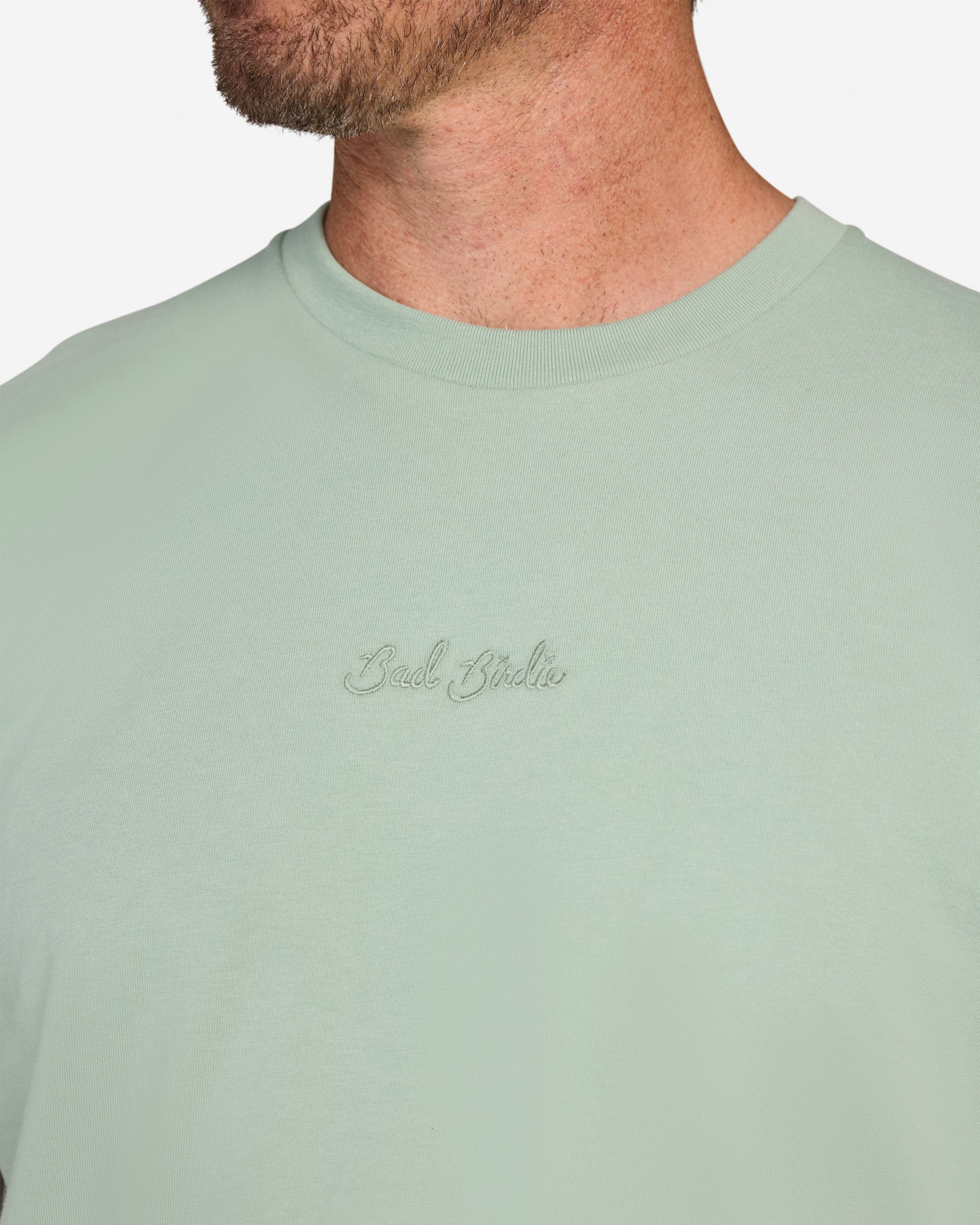 Script Tee - Washed Sage-Men's T-Shirt-Bad Birdie